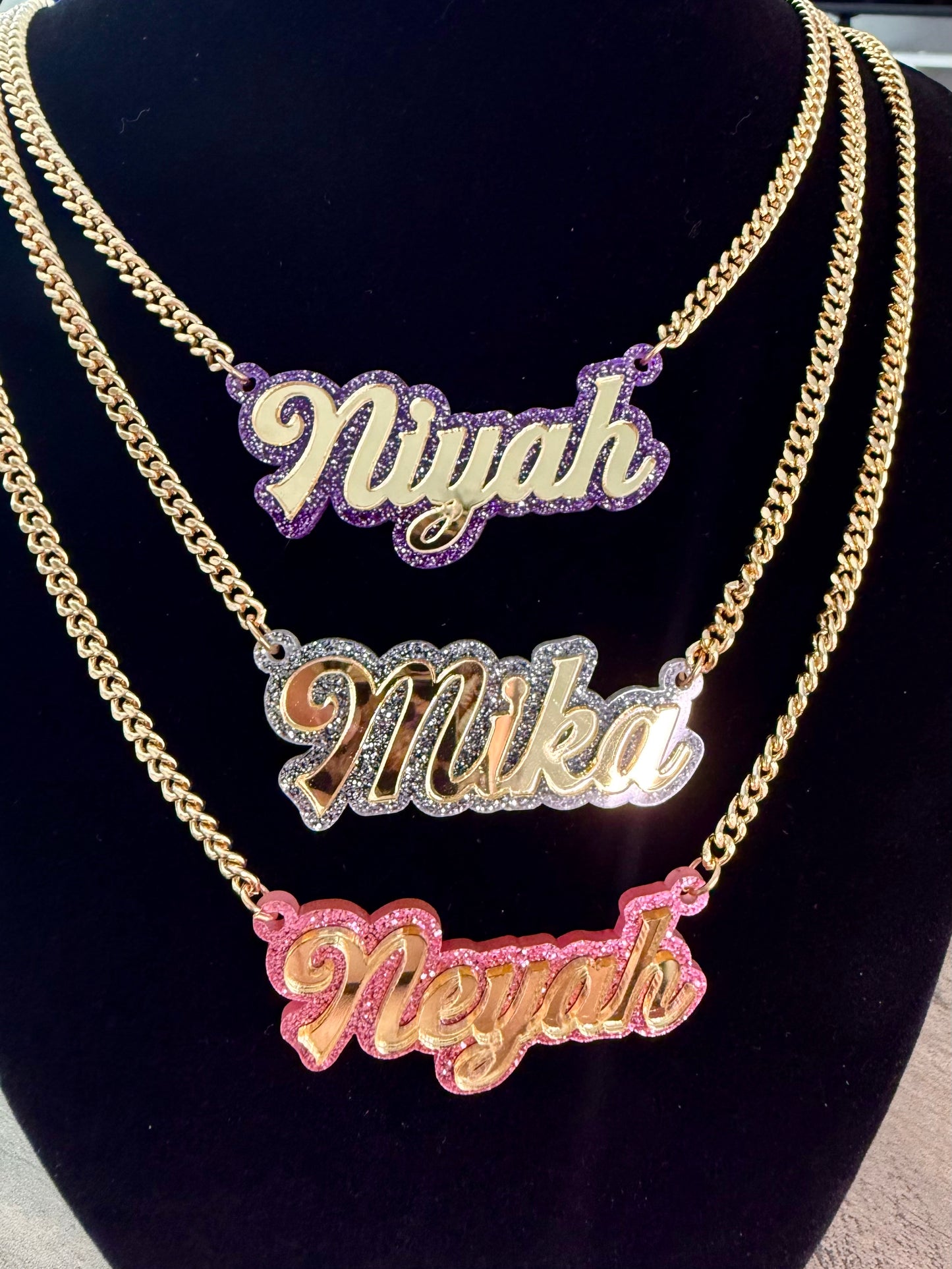 Double Onyx Glitzy Necklace