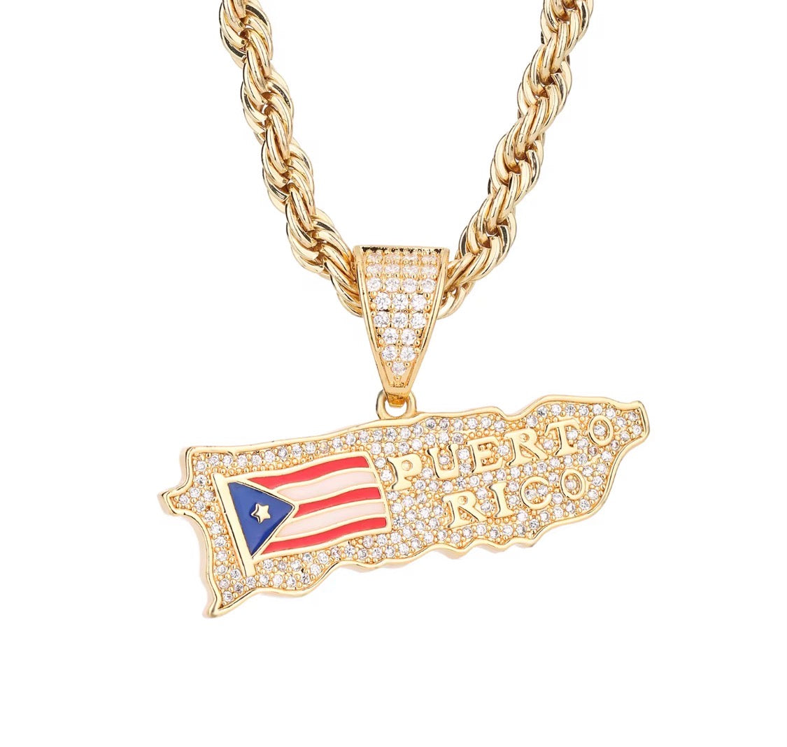 Iced out Puerto Rico Necklace (Limited Edition)