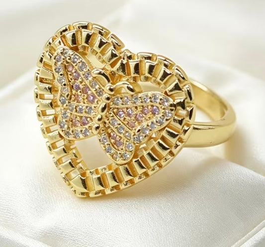 Rolx Butterfly Heart Ring