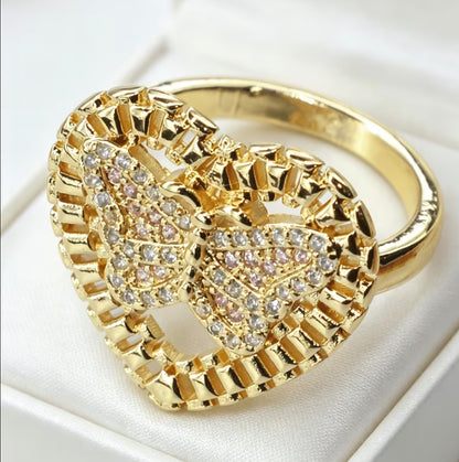 Rolx Butterfly Heart Ring
