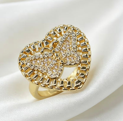 Rolx Butterfly Heart Ring