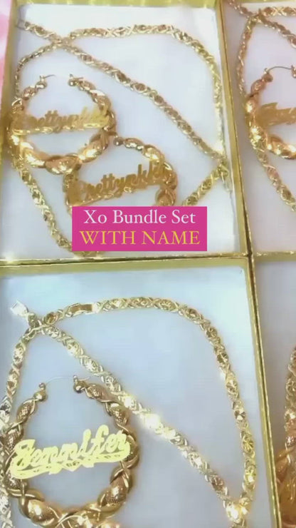Xo BUNDLE set W/ Name Earrings